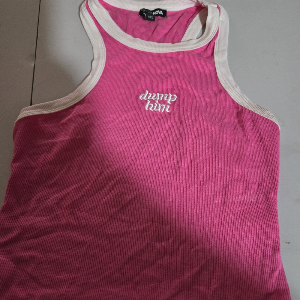 Fashion Nova Pink and White Tank Top